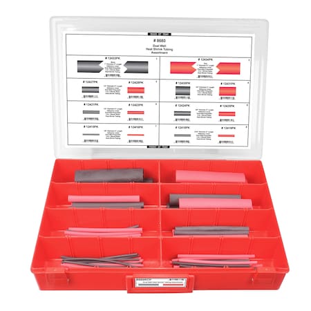 Heat Shrink Tubing Assrtmnt Adj Red Tray W/Clr Lid MPN:8680RCP