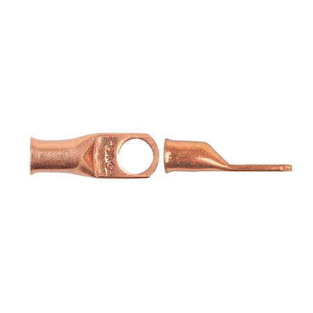 One-Hole Compression Lug, 4 AWG Max, 3/8 in Stud, Standard Barrel, Copper, None MPN:17674PK