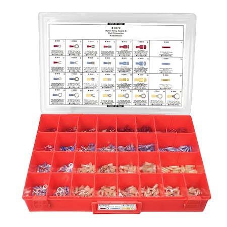 Nyln Wire Terminal Assrtmnt Adj Red Tray W/Clr Lid MPN:8679RCP
