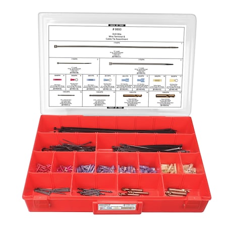 Drill Bits/WireTerminal Assort Adj Red Tray W/Clr Lid MPN:8693RCP
