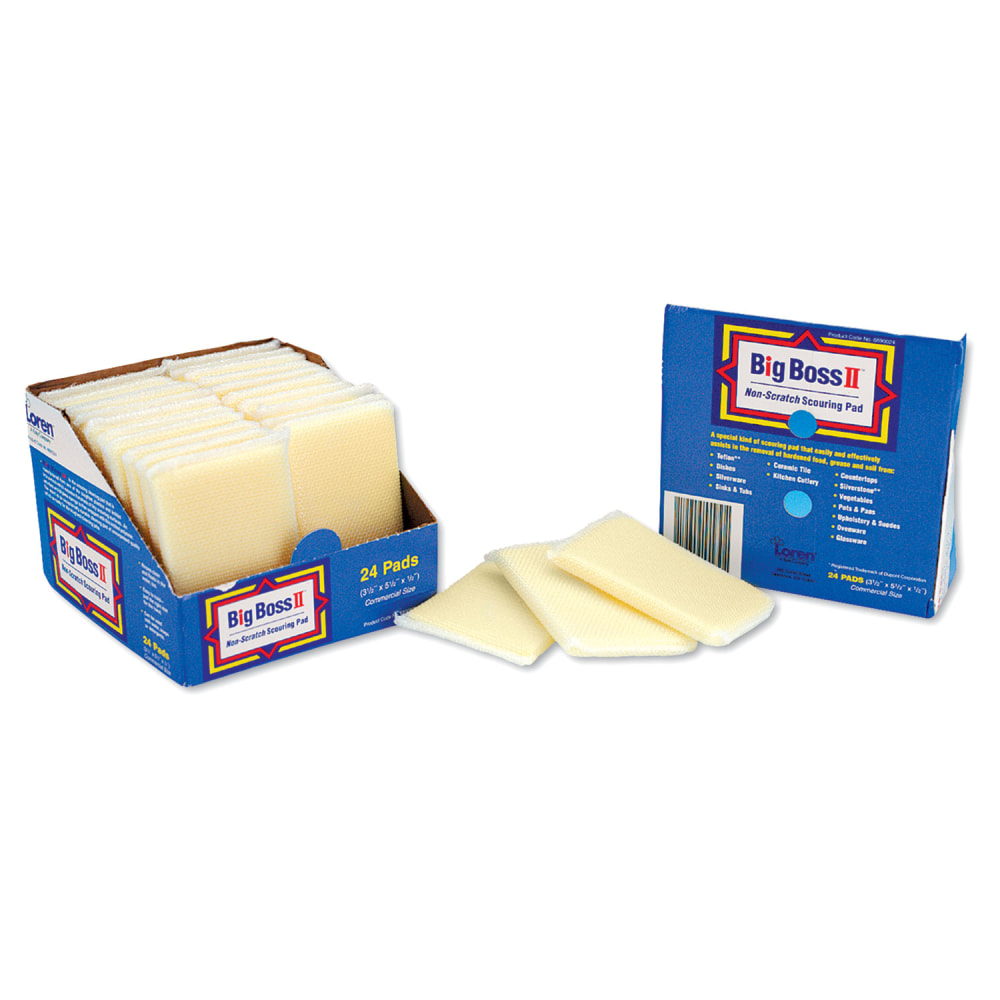 Big Boss II Non-Scratch Scouring Pads, 3.5 x 5.5, Yellow, 24/Carton MPN:D29590