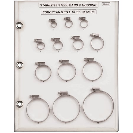 Stain Bnd Hose Clamp Samp Bd 8mm-90mm Clamp Rng Euro Sty MPN:SB0804