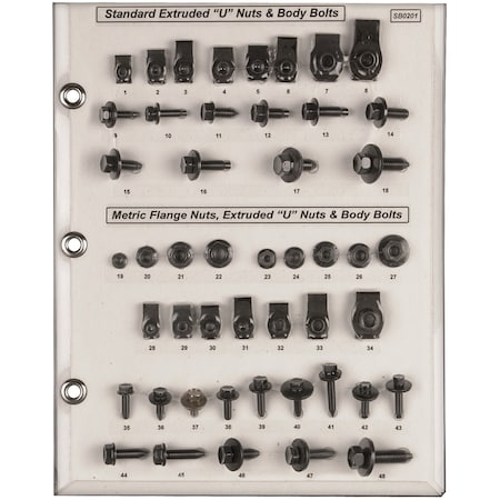 Body Bolt/Hex Nut Sample Board Stndrd/Metric Thrded MPN:SB0201