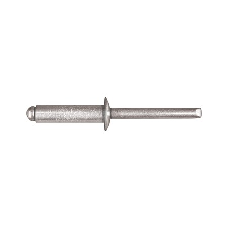 Blind Rivet, Dome Head, 1/4 in Dia., 15/16 in L, Steel Body MPN:11102PK