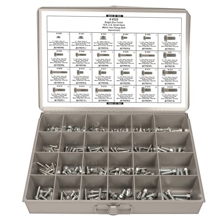 Metric Hex Flange Bolt Assort Shipped-24 Hole Gry Met Tray MPN:8529