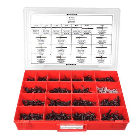 Nyln Pop Rivet Assrtmnt Adj Red Tray W/Clr Lid MPN:8683RCP