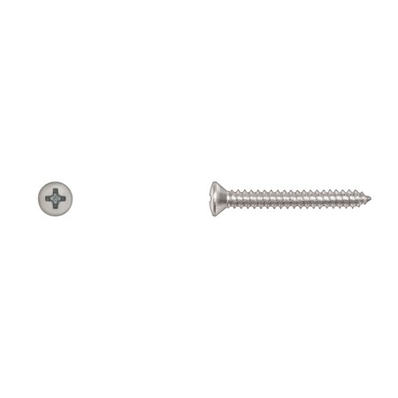 Sheet Metal Screw, #8 x 1-1/4 in, Zinc Plated Steel Oval Head Phillips Drive MPN:10146PK