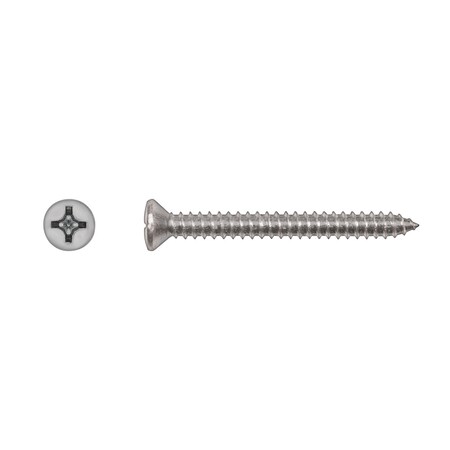 Sheet Metal Screw, #12 x 2 in, Zinc Plated Steel Oval Head Phillips Drive MPN:10156PK