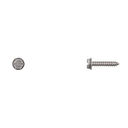 Sheet Metal Screw, #6 x 3/4 in, Zinc Plated Flange Hex Head Slotted Drive MPN:10178PK