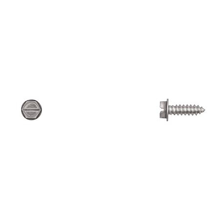 Sheet Metal Screw, #8 x 1/2 in, Zinc Plated Flange Hex Head Slotted Drive MPN:10179PK