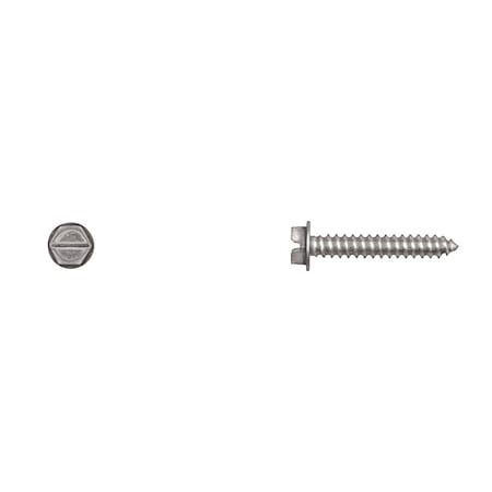 Sheet Metal Screw, #8 x 1 in, Zinc Plated Flange Hex Head Slotted Drive MPN:10181PK
