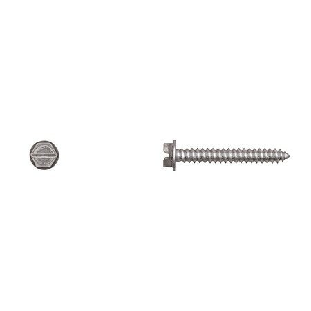Sheet Metal Screw, #8 x 1-1/4 in, Zinc Plated Steel Flange Hex Head Slotted Drive MPN:10182PK