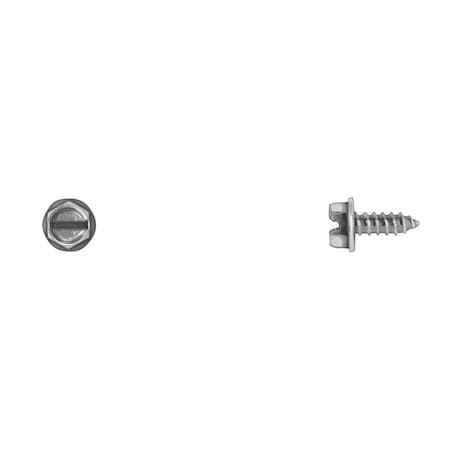 Sheet Metal Screw, #10 x 1/2 in, Zinc Plated Flange Hex Head Slotted Drive MPN:10183PK