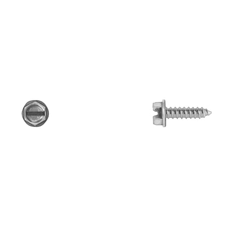 Sheet Metal Screw, #10 x 3/4 in, Zinc Plated Flange Hex Head Slotted Drive MPN:10184PK