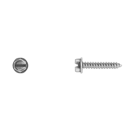 Sheet Metal Screw, #10 x 1 in, Zinc Plated Flange Hex Head Slotted Drive MPN:10185PK