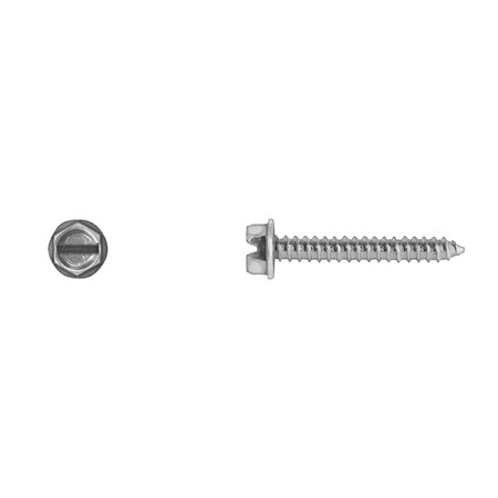 Sheet Metal Screw, #10 x 1-1/4 in, Zinc Plated Steel Flange Hex Head Slotted Drive MPN:10186PK