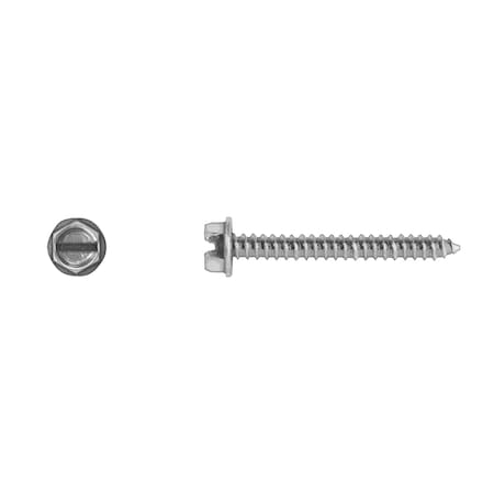 Sheet Metal Screw, #10 x 1-1/2 in, Zinc Plated Flange Hex Head Slotted Drive MPN:10187PK