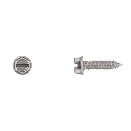 Sheet Metal Screw, #14 x 1 in, Zinc Plated Flange Hex Head Slotted Drive MPN:10193PK