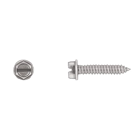 Sheet Metal Screw, #14 x 1-1/4 in, Zinc Plated Flange Hex Head Slotted Drive MPN:10194PK