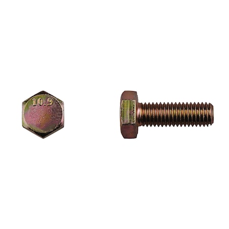 Class 10.9, M10-1.50 Hex Head Cap Screw, Zinc Yellow Steel, 30 mm L MPN:14531PK