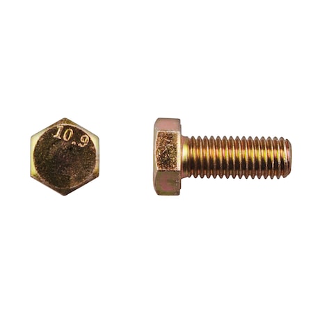 Class 10.9, M12-1.75 Hex Head Cap Screw, Zinc Yellow Steel, 30 mm L MPN:14565PK