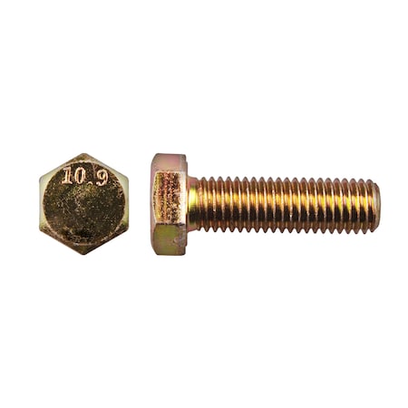 Class 10.9, M12-1.75 Hex Head Cap Screw, Zinc Yellow Steel, 40 mm L MPN:14567PK