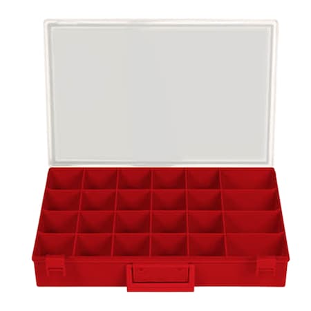 Red Plstc Tray Clr Lid Lrg 24 Hole W/Latches MPN:80152RC