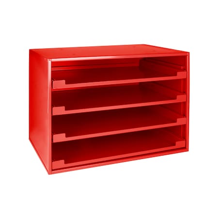 Red Finish Sliding Cabinets Holds 4 Lrg Trays MPN:80324