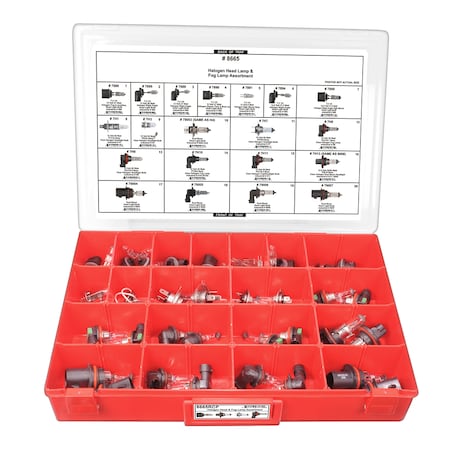 Halogen HeadLght Assrtmnt Adj Red Tray W/Clr Lid MPN:8665RCP