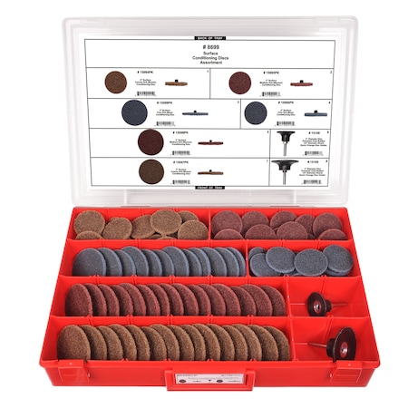Surface Cond. Discs Assrtmnt Adj Red Tray W/Clr Lid MPN:8699RCP