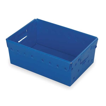 Corrugated & Nestable Storage Container, 4.3 gal, 18 in L x 13 in W x 6-1/8 in H, Blue, 5 PK MPN:39808L