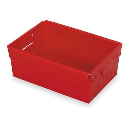 Corrugated & Nestable Storage Container, 4.3 gal, 18 in L x 13 in W x 6-1/8 in H, Red, Polyethylene MPN:39810L
