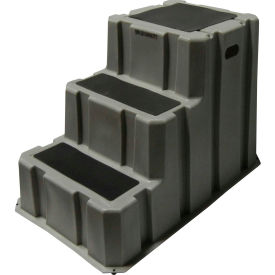 3 Step Nestable Plastic Step Stand - Gray 25-3/4