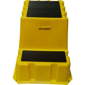 2 Step Tall Nestable Plastic Step Stand - Yellow 24-3/4