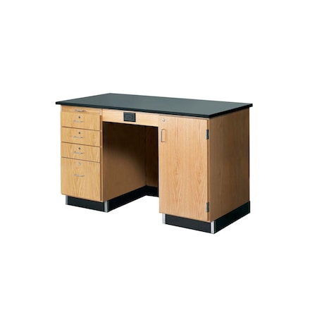 Instructor's Desk, Oak, Wood Frame, 60 in W, Red MPN:1214KF-R