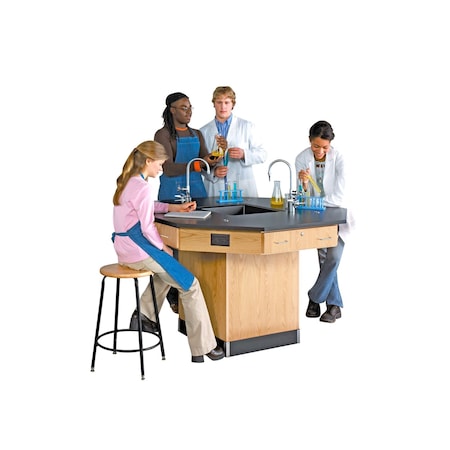 Octagon Workstation, Oak, Wood Frame, 56 in W, Red MPN:1514K
