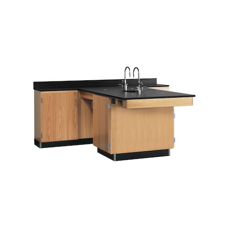 Perimeter Workstation, Oak, Wood Frame, 90 in W, Red MPN:2814K