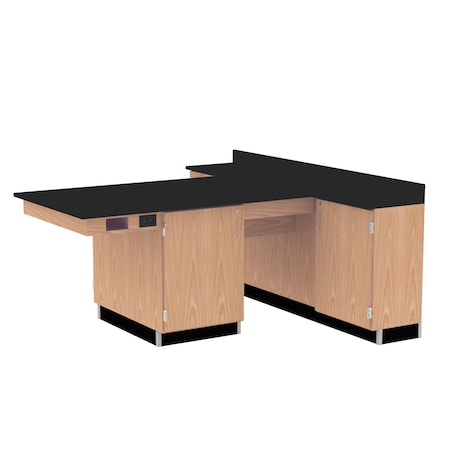 Perimeter Workstation, Oak, Wood Frame, 90 in W, Red MPN:2814KF