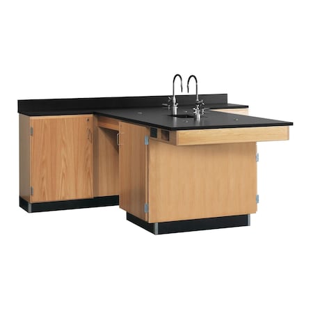 Perimeter Workstation, Oak, Wood Frame, 90 in W, Red MPN:2816K
