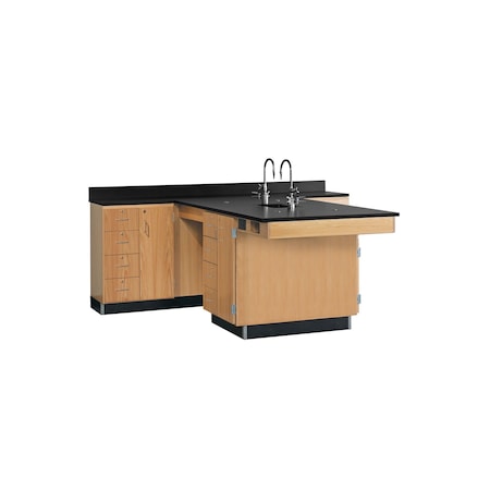Perimeter Workstation, Oak, Wood Frame, 90 in W, Red MPN:2834K
