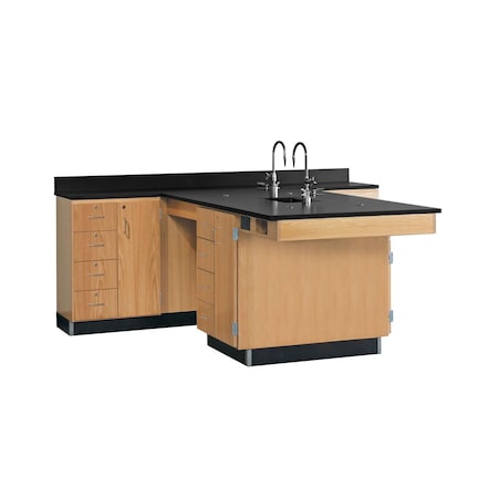 Perimeter Workstation, Oak, Wood Frame, 90 in W, Red MPN:2836K