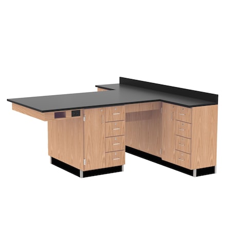 Perimeter Workstation, Oak, Wood Frame, 90 in W, Red MPN:2836KF