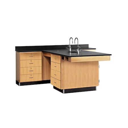 Perimeter Workstation, Oak, Wood Frame, 90 in W, Red MPN:2844K