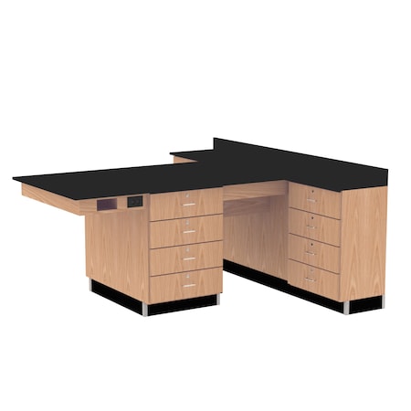 Perimeter Workstation, Oak, Wood Frame, 90 in W, Red MPN:2844KF