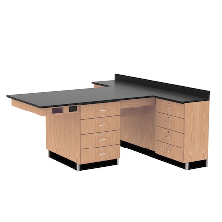 Perimeter Workstation, Oak, Wood Frame, 90 in W, Red MPN:2846KF