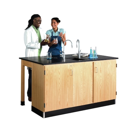 Kinetic Lab Station, Oak, Wood Frame, 68 in W, Red MPN:2924K