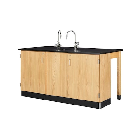 Kinetic Lab Station, Oak, Wood Frame, 68 in W, Red MPN:2926K