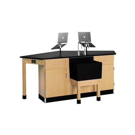 Workstation, Oak, Wood Frame, 96 in W, Red MPN:2936KLH