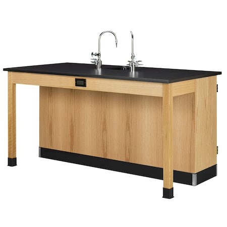 Kinetic Lab Station, Oak, Wood Frame, 68 in W, Red MPN:2966K