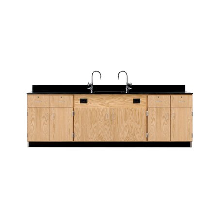 Wall Service Bench, Oak, Wood Frame, 108 in W, Red MPN:3224K